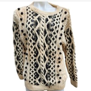 Vintage Cotton Rami Popcorn stitch crewneck‎ M/ L